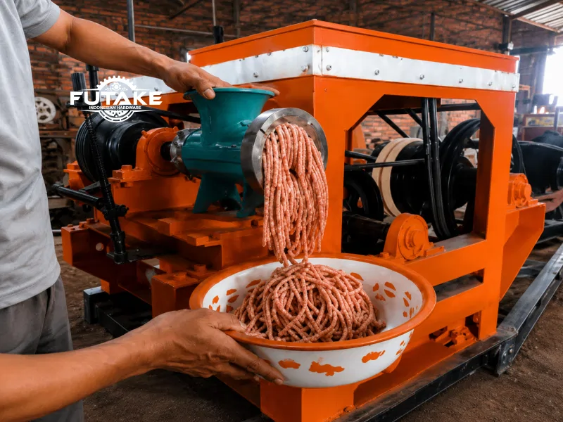 proses penggilingan daging menggunakan mesin giling daging