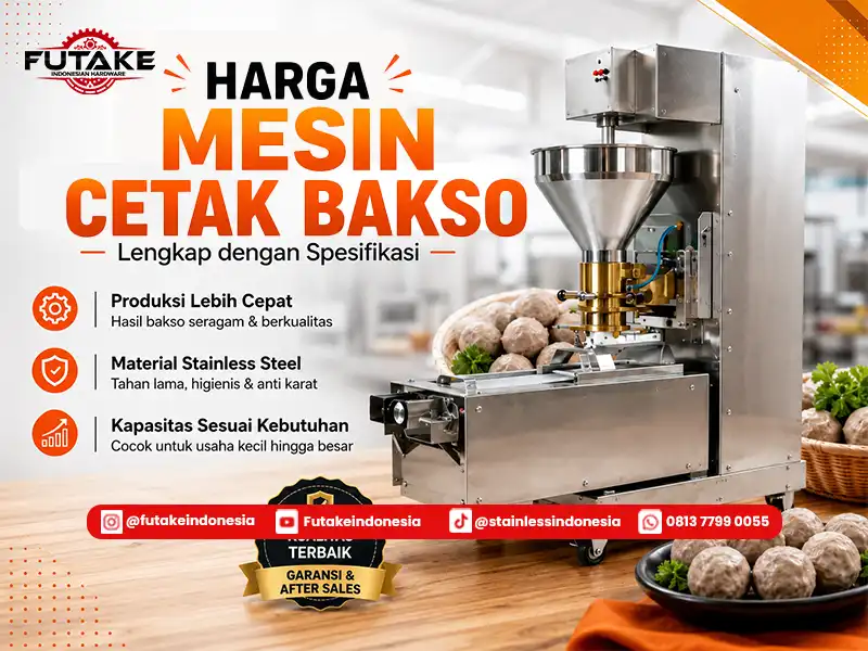 infografis harga mesin cetak bakso terbaru dari futake sebagai produsen dan supplier langsung dari pabrik