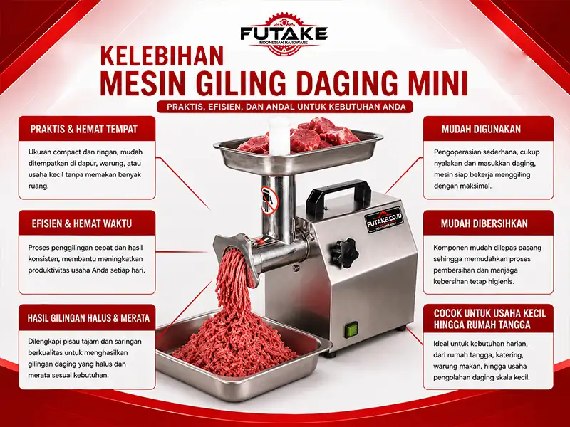 Mesin giling daging mini berukuran ringkas untuk usaha skala kecil