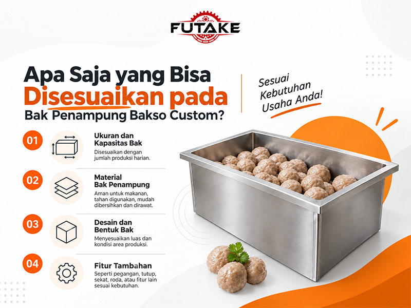 bagian-bagian yang bisa disesuaikan atau dicustom pada bak penampung bakso