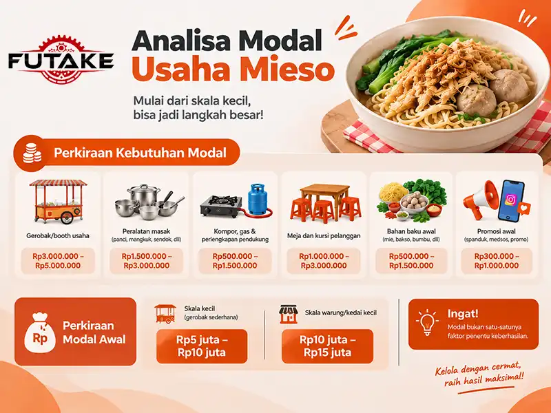 infografis analisa modal usaha mieso dan gambarannya