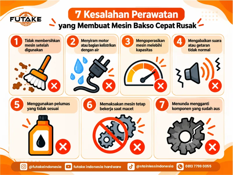 infografis kesalahan perawatan yang membuat mesin bakso cepat rusak