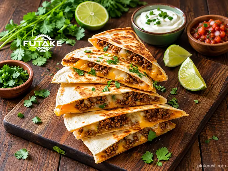 menu yang bisa di recook saat tahun baruan yaitu beef patty quesadilla